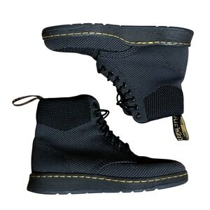 Dr. Martens Black Textured Rigal Knit 8 Eye Boots Combat Black Unisex — Size 7